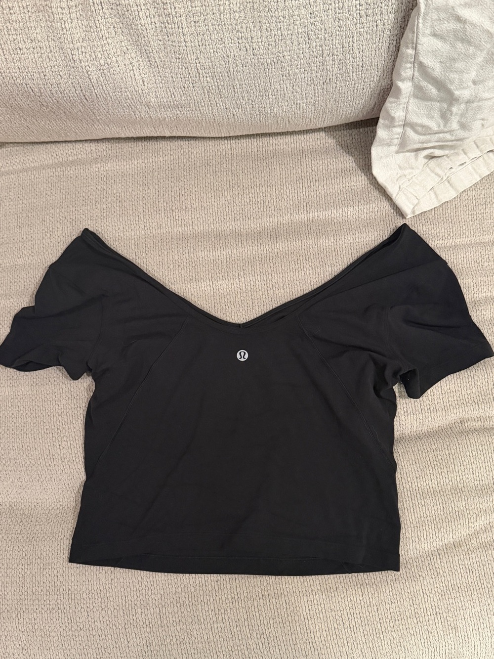 lululemon athletica Black Off-Shoulder scoop neck top